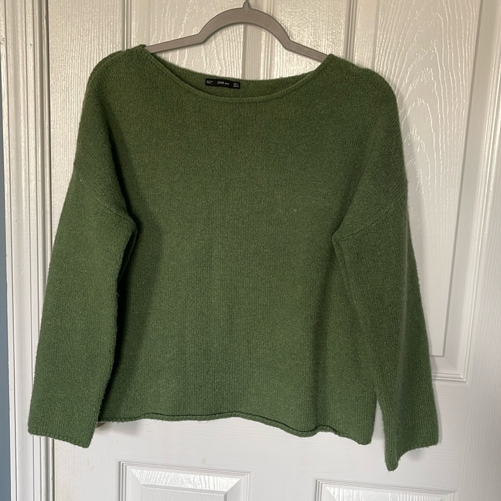 Green knit sweater from Zara